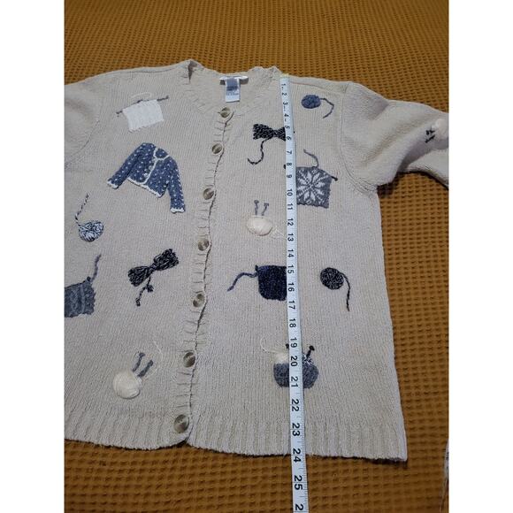 Vintage Talbots Button Sweater Detailed Crocheter Knitter Crafts Sewing GUC M - Picture 6 of 8